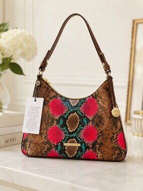 Brahmin Esme Shoulder Bag Multi Caladesi Python Print Leather NWT